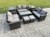 Fimous Outdoor U Shape Sofa Set Wicker PE Rattan Garden Furniture Set with Coffee Table Double Seat Sofa 2 Small Footstools 2 Side Tables Dark Grey Mixed