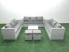 Fimous Rattan Garden Outdoor Furniture Set 11 Seater Rattan Garden Sofa Set with 2 Small Footstools Light Grey Mixed
