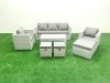 Fimous Rattan Garden Furniture Set 8 Seater Outdoor Garden Sofa Oblong Coffee Table Set with 2 Chairs 3 Stools Light Grey Mixed