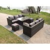 Fimous 8 Seater Lounge Rattan Sofa Set Dining Table Stools Outdoor Garden Furniture
