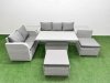 Fimous 7 Seater PE Rattan Wicker Garden Furniture Patio Conservatory Sofa Set with Adjustable Lifting Dining or Coffee Table 3 Seater Sofa Love Sofa 2 Big Footstool 2 Side Table