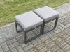 Fimous Outdoor Garden Rectangular Coffee table Aluminium Patio Tea Table with 2 Small Footstool for Balcony, Terrace,Swimming Pool Dark Grey