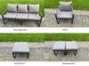 Fimous 8-Piece Aluminium Garden Furniture Sets 7 Seater Outdoor Sofa Set with Adjustable Rising Lifting Dining Table 2 Chairs 2 Big Footstools 2 Side Tables