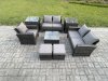 Fimous 7 Seater Outdoor Rattan Garden Furniture Set Conservatory Patio Sofa Coffee Table Set with Chair 2 Side Tables 2 Small Footstools Dark Grey Mixed