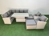 Fimous 10 Seat Rattan Outdoor Garden Furniture Corner Sofa Set Adjustable Lifting Dining or Coffee Table Set with Armchair Light Grey