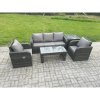 Fimous Wicker PE Rattan Garden Furniture Set Outdoor Lounge Sofa Set with Reclining Chair Coffee Table Side Table Dark Grey Mixed