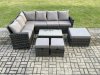 Fimous 9 Seater High Back Outdoor Garden Furniture Set Rattan Corner Sofa Set With Rectangular Coffee Table 3 Footstools Dark Grey Mixed