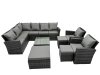 Fimous 11 Seat Poly Rattan Outdoor Patio Coffee Table Corner Sofa Set with 3 Stool 2 Chairs for Garden Backyard Dark Grey Mixed