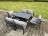 Fimous Aluminium Garden Furniture Set Adjustable Rising Lifting Dining Table and 4 Chairs Set Dark Grey