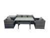 Fimous Outdoor Dining Table Sofa Armchair Set with Side Table Garden Furniture Set Dark Grey Mixed