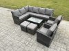 Fimous 10 Seater Rattan Lounge Corner Sofa Set Wicker PE Outdoor Garden Furniture Set with Coffee Table 2 Small Footstools 2 Armchair Dark Grey Mixed