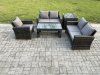 Fimous 5pcs Rattan Outdoor Garden Furniture Sofa Set with Coffee Table Side Table Dark Grey Mixed