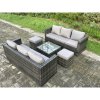 Fimous Rattan Garden Furniture Set 8 Seater Patio Outdoor Lounge Sofa Set with Square Coffee Table 2 Small Footstools Dark Grey Mixed