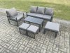 Fimous Aluminium Outdoor Garden Furniture Set Patio Lounge Sofa with Oblong Coffee Table 3 Footstools Armchair Dark Grey