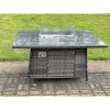 Outdoor PE Dark Mixed Grey Rattan Propane Butane Gas Fire Pit Dining Rectangular Oblong Table Gas Heater Burner Garden Furniture Accessory