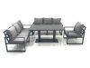 Fimous Outdoor Garden Furniture Set Aluminium Lounge Sofa Adjustable Rising Lifting Dining Table Sets Dark Grey