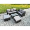 Fimous 7 Seater Rattan Wicker Garden Furniture Patio Conservatory Sofa Set with Rectangular Coffee Table 3 Seater Sofa Love Sofa 2 Big Footstool