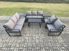 Fimous Aluminium 7 Pieces Garden Furniture Set with Cushions 8 Seater Outdoor Patio Lounge Sofa Set with 2 Armchairs 2 Side Tables Dark Grey