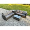 Fimous Outdoor Garden Furniture Sets 6 Seater Wicker Rattan Furniture Sofa Sets with Rectangular Coffee Table 3 Seater Sofa Side Table