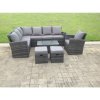 Fimous 9 Seater High Back Rattan Garden Furniture Set Corner Sofa With Oblong Coffee Table Footstool With Chair