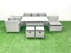 Fimous Rattan Garden Furniture Dining Set 7 Seater Lounge Sofa Chair Dining Table Set with 3 Footstools 2 Side Tables Light Grey Mixed