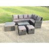 Fimous 9 Seater High Back Rattan Garden Furniture Set Corner Sofa With Oblong Coffee Table And 3 Footstool