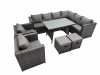 Fimous Rattan garden furniture Patio Furniture Sets with Dining Table 2 Small Stools 2 Chair Dark Grey Mixed
