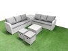 Fimous Outdoor Garden Furniture Sets 8 Seater Wicker Rattan Furniture Sofa Sets with Square Coffee Table high Back Lounge Sofa Stools Side Table Light Grey