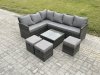 Fimous 9 Seater Outdoor Garden Furniture Set Wicker PE Rattan Corner Sofa Set with Square Coffee Table 3 Footstools Dark Grey Mixed