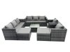 Fimous Outdoor Rattan Garden Furniture Set 10 Seater Patio Lounge Sofa Set with Armchair Square Coffee Table 2 Big Footstool Dark Grey Mixed