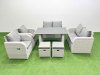 Fimous 7 Pieces Outdoor PE Rattan Sofa Reclining Chair Set Patio Garden Furniture Sets with Cushions 2 Small Stools Light Grey