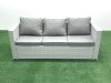 Fimous 7 Seater Rattan Garden Furniture Set with 3 Seater Sofa 2 Chair Square Coffee Table 2 Small Footstools Light Grey Mixed