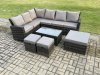 Fimous 9 Seater High Back Outdoor Garden Furniture Set Rattan Corner Sofa Set With Rectangular Coffee Table 3 Footstools Dark Grey Mixed