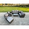 Fimous 8 Seater Rattan Wicker Garden Furniture Patio Conservatory Sofa Set with Rectangular Coffee Table 3 Seater Sofa Love Sofa Big Footstool Side Table