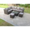 Fimous 8 Seater Rattan Corner Sofa Lounge Sofa Set With Rectangular Coffee Table 2 Stool And Chair Left Hand