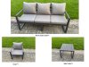 Fimous Aluminium Garden Furniture Set 4 Piece Aluminium Lounge Seating Adjustable Rising Lifting Dining Table Set with Cushions Side Table Dark Grey