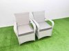 Fimous Rattan Garden Furniture Set with Rectangular Dining Table And Dining Chairs 6 Seater Light Grey Mixed