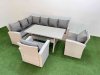Fimous 8 Seater Rattan Garden Furniture Set Outdoor Patio Dining Corner Sofa Sets with Dining Table 2 Chairs Light Grey Mixed