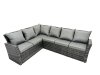 Fimous 12 Seat Rattan High Back Corner Sofa Set Patio Dining Table Set with 4 Stools 2 Chair Dark Grey Mixed