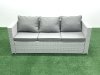Fimous 5 Pieces Rattan Garden Furniture Set Outdoor Garden Sofa Chair Coffee Table Set with Side Table Big Footstool Light Grey Mixed