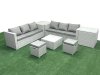 Fimous Rattan Garden Outdoor Furniture Set 8 Seater Rattan Garden Sofa Set with 2 Small Footstool 2 Side Tables Light Grey Mixed