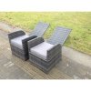 Fimous Dark Grey Mixed Outdoor Wicker Rattan Garden Furniture Reclining Chair And Table Dining Sets 2 PC Chairs