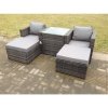 Fimous Rattan Sofa Chair Footstool Garden Patio Furniture Set With High Tall Coffee Table 4 Seater