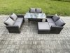 Fimous 7 Seater Rattan Wicker Garden Furniture Patio Conservatory Sofa Set Indoor Outdoor with Dining Table Double Seat Sofa Big Footstool
