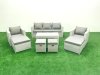 Fimous Rattan Garden Furniture Set Outdoor Lounger Sofa with Coffee Table 4 Footstools Light Grey Mixed 9 Seater