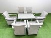 Fimous Outdoor Rattan Garden Furniture Set Patio 6 Chairs Plus Rectangular Dining Table Sets Light Grey Mixed