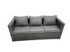 Fimous Outdoor Dining Table Sofa Set with Side Table Big Footstool Garden Furniture Set Dark Grey Mixed