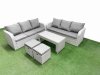 Fimous Outdoor Garden Furniture Sets 8 Seater Wicker Rattan Furniture Sofa Sets with Oblong Coffee Table high Back Lounge Sofa Stools Light Grey