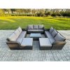 Fimous Wicker PE Rattan Garden Furniture Set 11 Seater Outdoor Lounge Sofa Set with Coffee Table 2 Big Footstool Dark Grey Mixed
