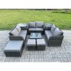 Fimous 9 Seater Outdoor Garden Furniture Sets Wicker Rattan Furniture Sofa Sets with Square Coffee Table Love seat Sofa 3 Footstools 2 Side Tables